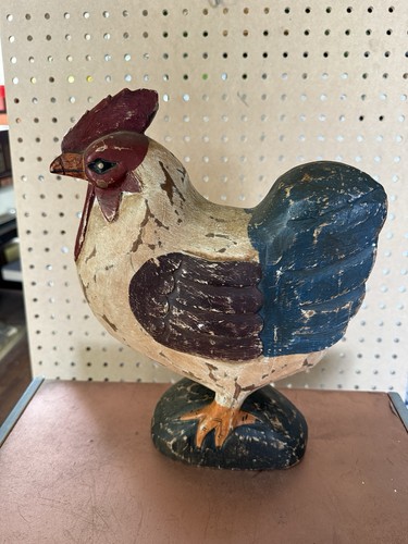 Primitive heavy wooden rooster - heavy,