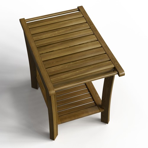 Teak wood shower bench - wood, 14"/