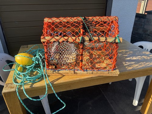 New wooden orange lobster crab - new,