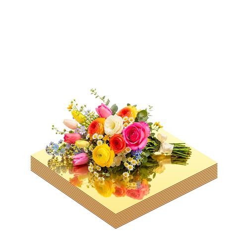 12pcs gold square - square, mirror