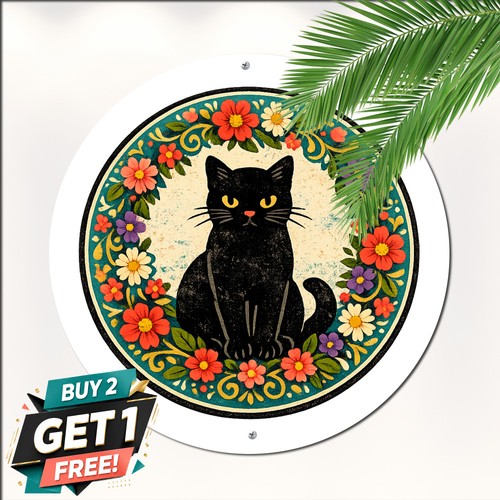 Beautiful cat floral wreath - floral,