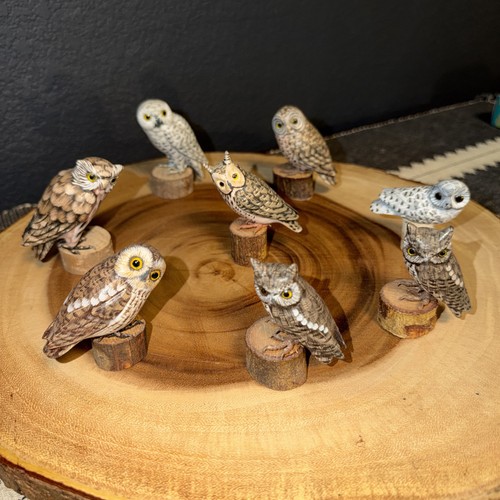 Wooden owl figurines - 8,