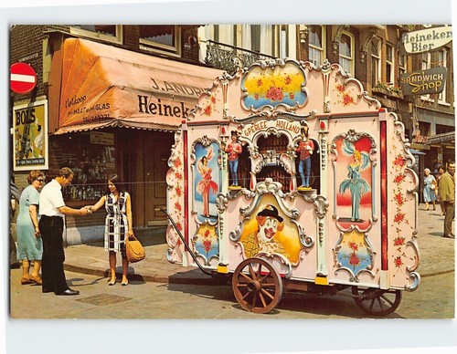 Postcard barrel organ pipo - barrel,