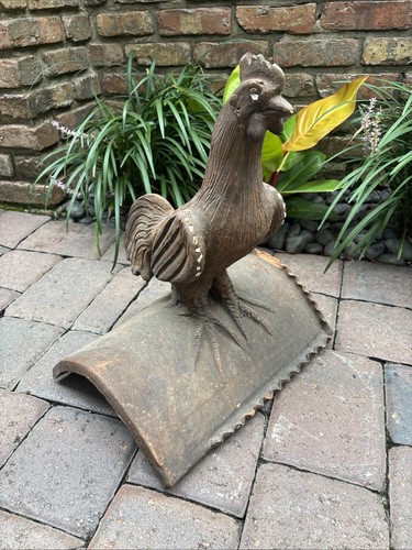 Antique terracotta rooster - terracotta,