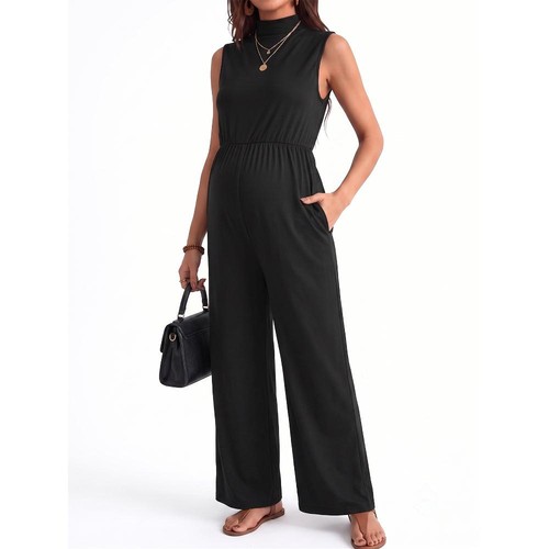 Black maternity jumpsuit - black,