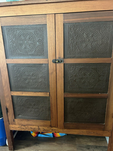 Antique wood metal pie safe - wood,