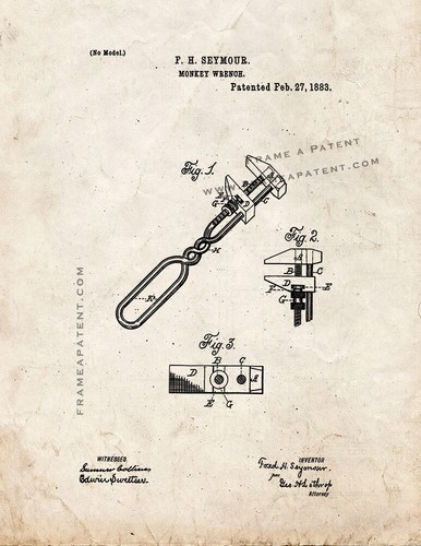Monkey wrench patent print - monkey,