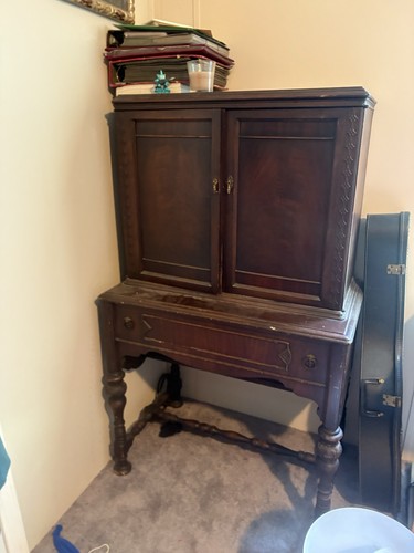 Antique carved wood drop front - wood,