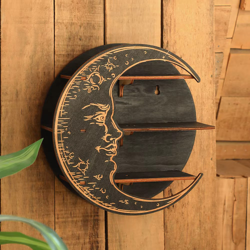Witchy dark moon - dark, wooden