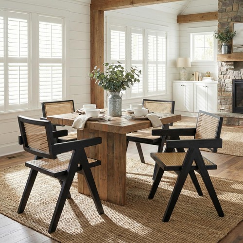 Black rattan dining - black,
