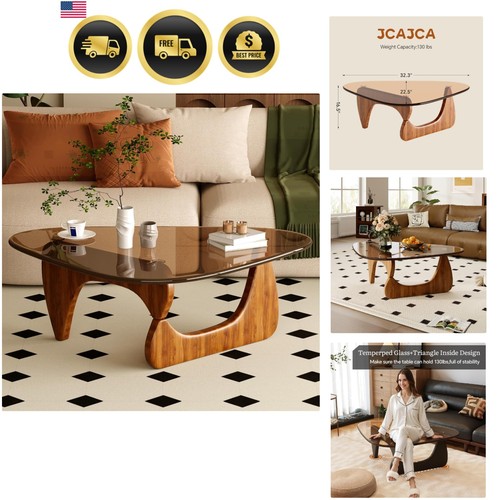 Coffee table modern wood - table, glass