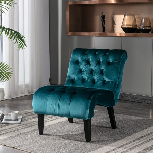 Armless velvet tufted - velvet, accent