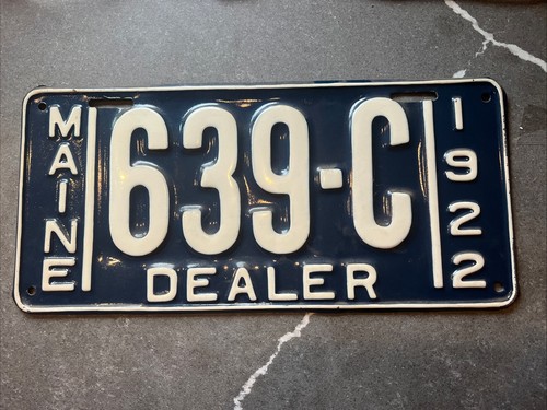 1922 maine dealer license - maine,