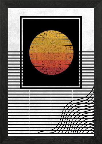 Retro sunset art print framed - retro,