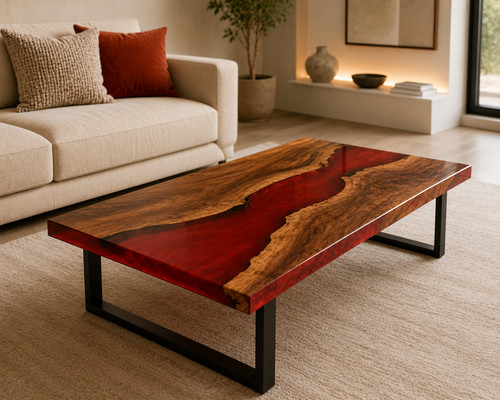Contemporary red resin river - contemporary,