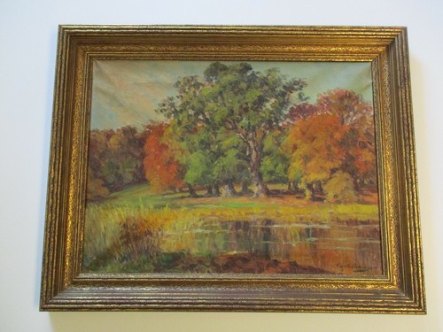 Antique oil painting landscape - oil,
