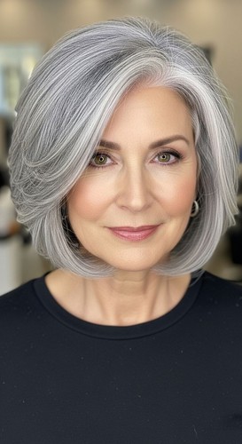 Short bob silver - wig, with