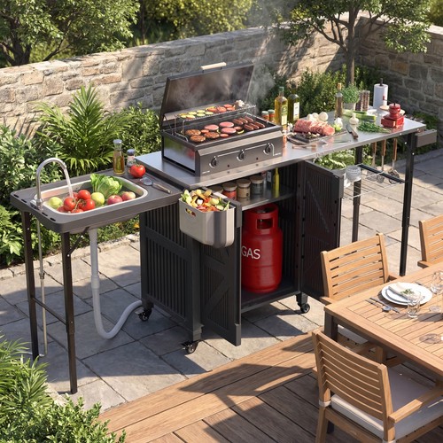Outdoor grill carts - 3-in-1,