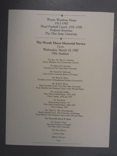 Woody hayes memorial service - memorial,