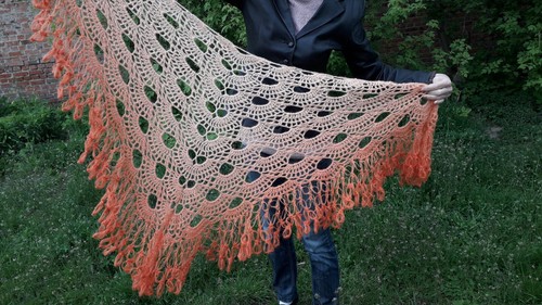 Hand knit crocheted orange - hand,