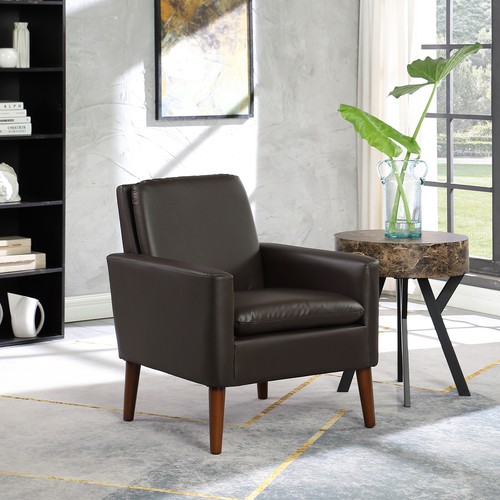 Faux leather accent chair - faux,
