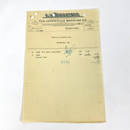 1917 receipt the janesville - 1917,