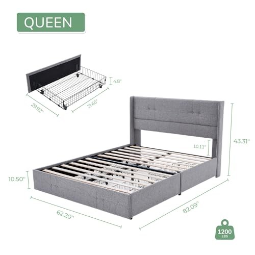 Gray novilla queen size bed - novilla,