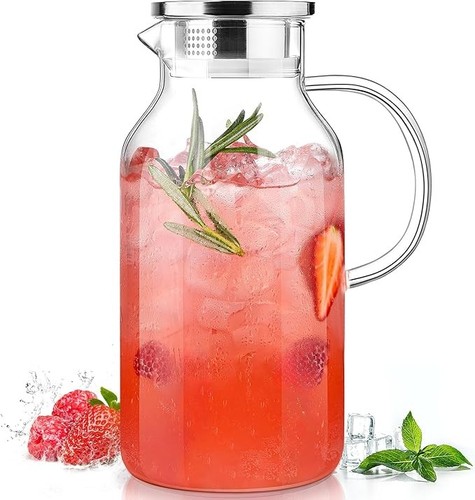 Gallon glass pitcher with - with, lid