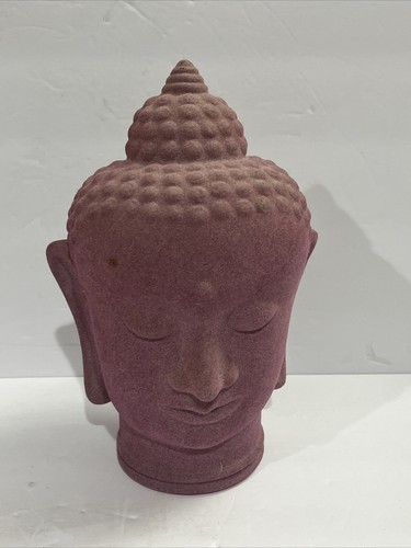 Pink glass buddha head figure - buddha,