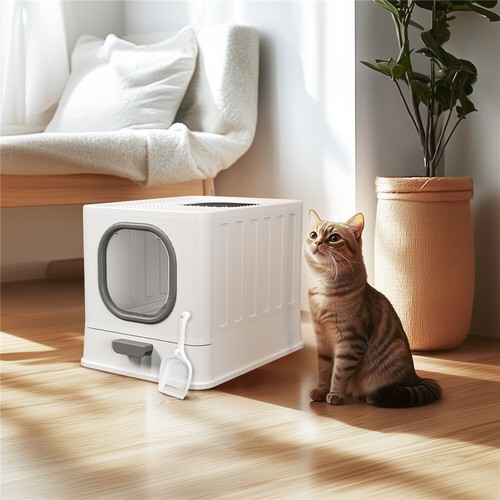 Corner cat litter - box, with