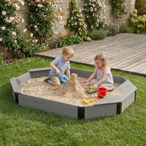 Kid octagon wooden sandbox - kid,