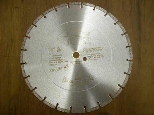 Diamond blade cuts cured - 14",
