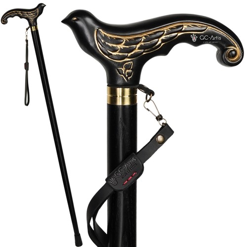 Black wooden walking - black,