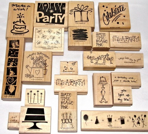 Birthday themed rubber stamps - birthday,