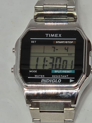 Timex indiglo silver digital - silver,