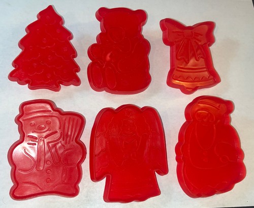 Vtg red plastic cookies - plastic, stamps