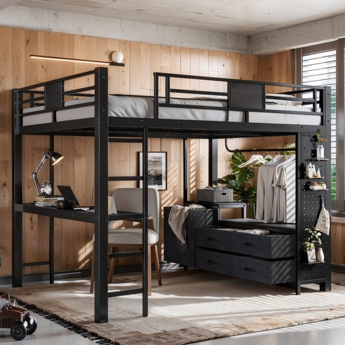 Queen loft bed with - queen, desk