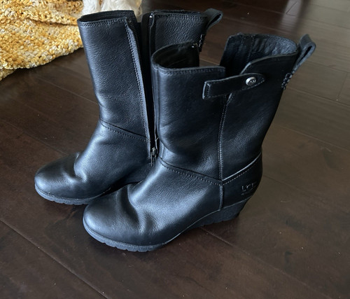 Ugg womens black leather - black,