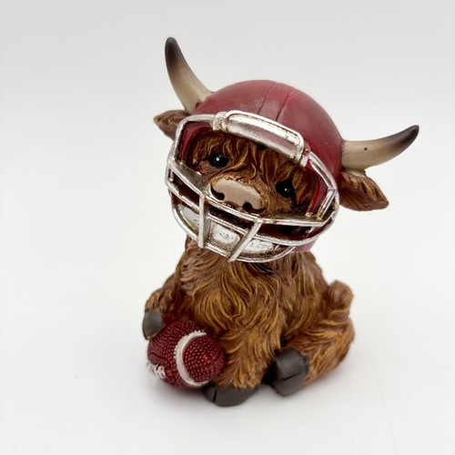 Football highland cow figurine - football,