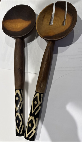 Hand carved wood salad - ,