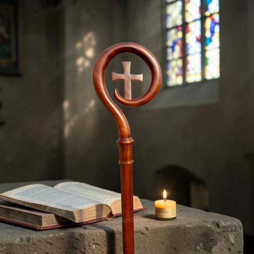 Wooden crozier bishop - wooden,