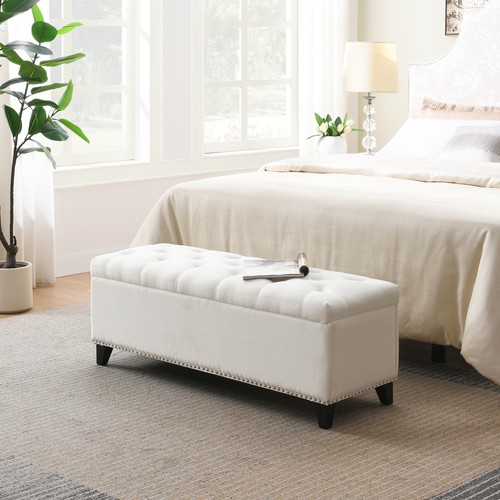 Beige tufted linen - beige, 47.5"