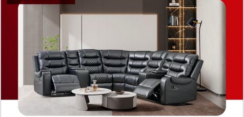 Leather sectional black - sectional, and