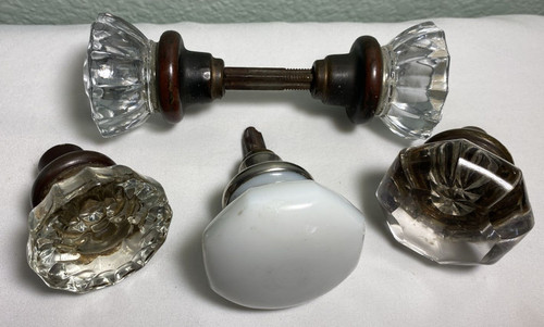 Glass door knob clear white - door,