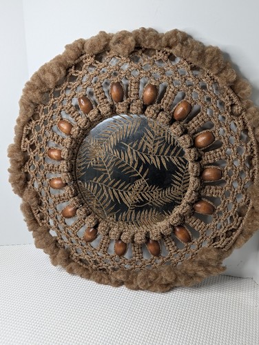 Vtg boho macrame wall mirror - vtg,