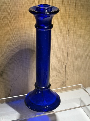 Cobalt blue glass candlesticks - cobalt,