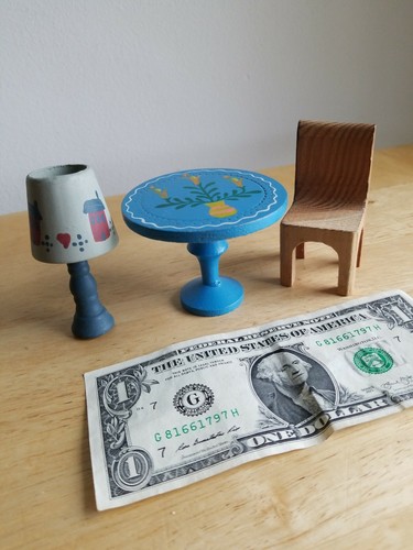 Vintage miniature wood table - miniature,