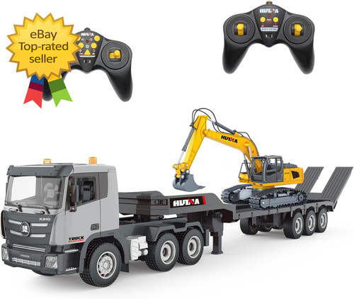 Semi truck and excavator - and,