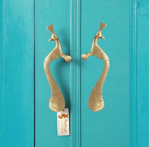 Peacock design brass door - peacock,