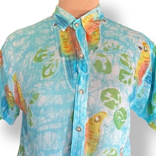 Vintage tropical parrot shirt - vintage,